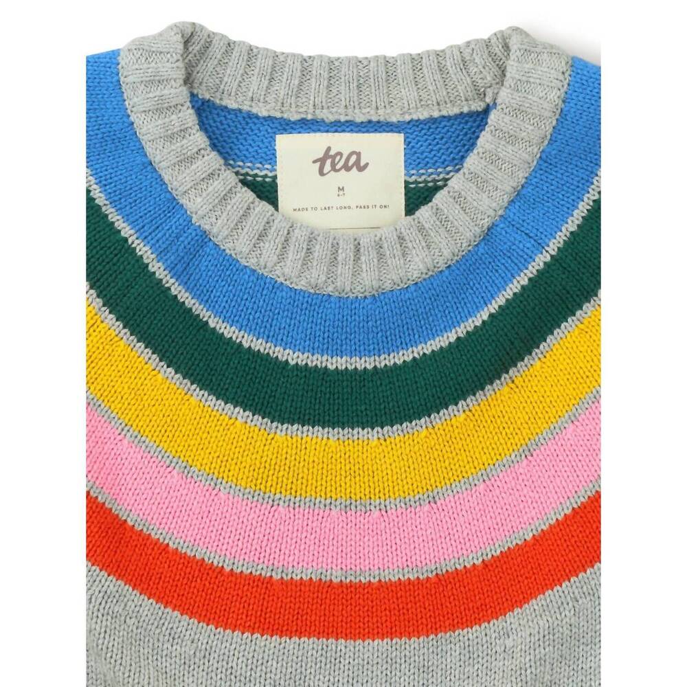 NEW TEA COLLECTION rainbow sweater in grey multi - Picture 3 of 3